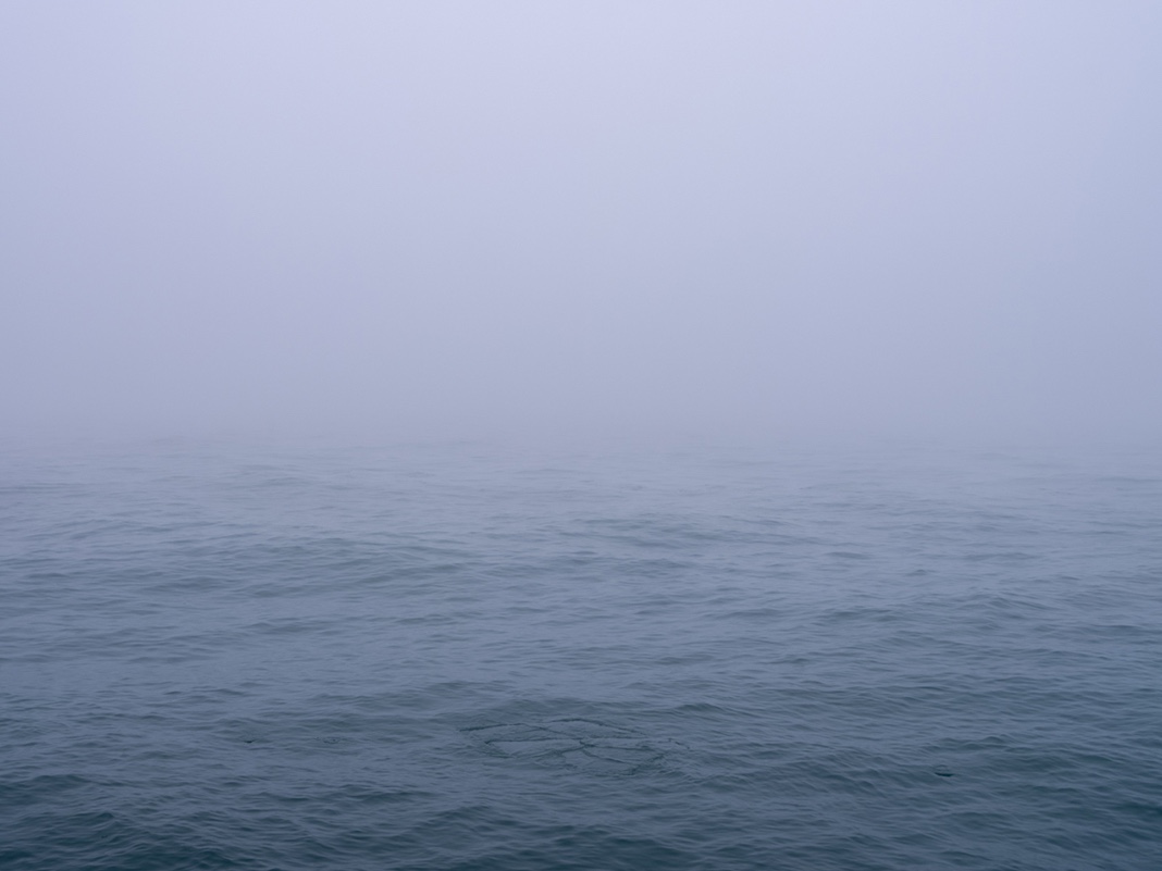 Fog hangs in the air, creating a curtain that extends from the sky to the lake. Cutting off the larger world and enveloping me in its embrace. The fog alters sound as well as visuals, creating another world at the edge of Lake Michigan that seems impossibly far from the city of Chicago. This photograph is from January 25th, 2024.