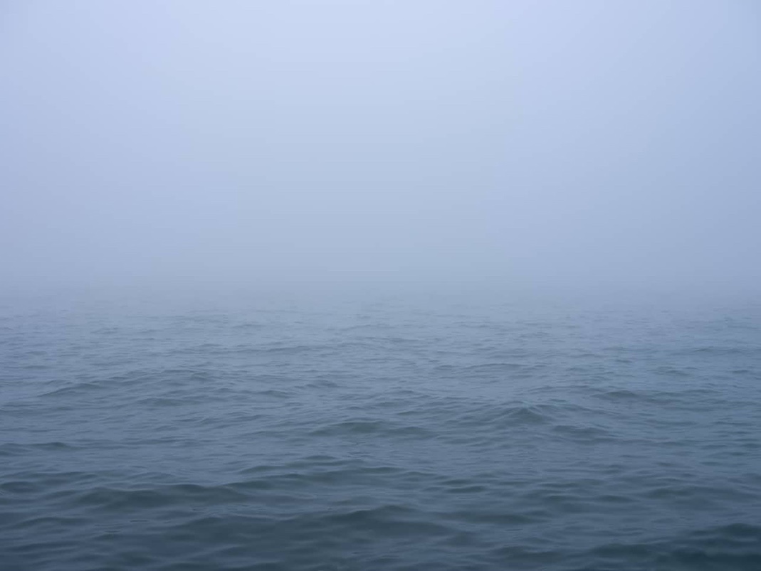 Fog sits heavily upon the lake at dawn. Shrouding the landscape and removing visual markers from my sight as I stand along the edge of the water. This is the Lake Series, October 31st, 2022.